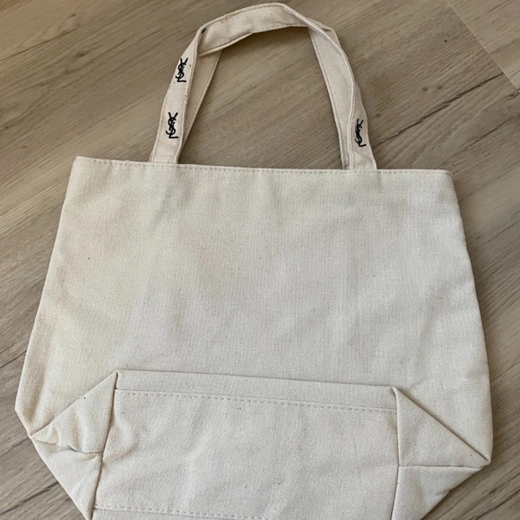 Yves Saint Laurent Parfum White Canvas Tote with Black Monogram/Embroidered - Picture 8 of 12